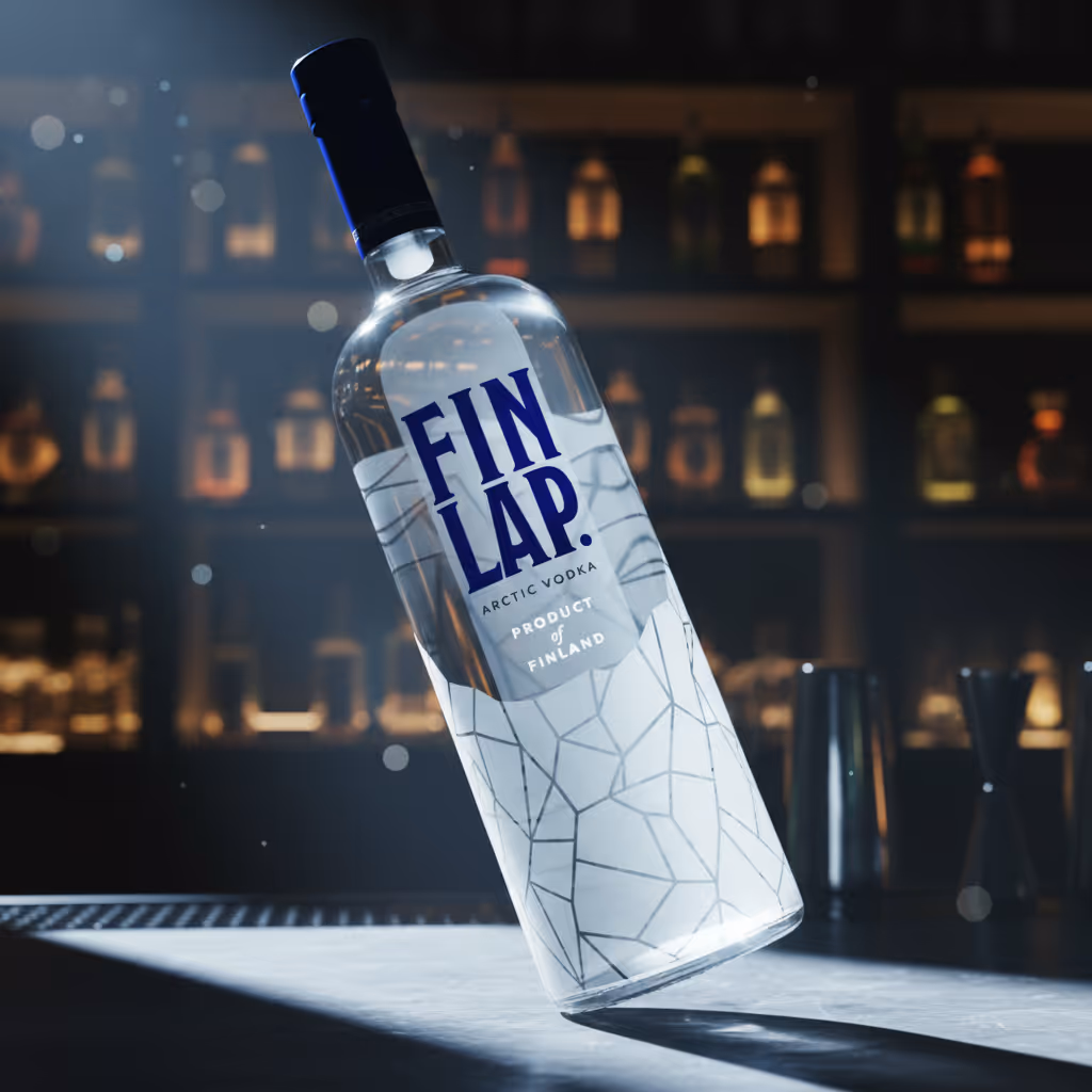 FINLAP on a bar counter.