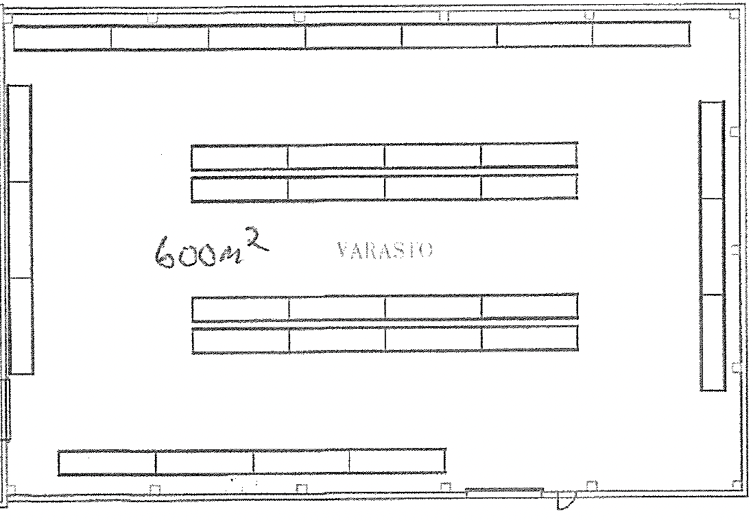 Warehouse floor plan, 600 m²