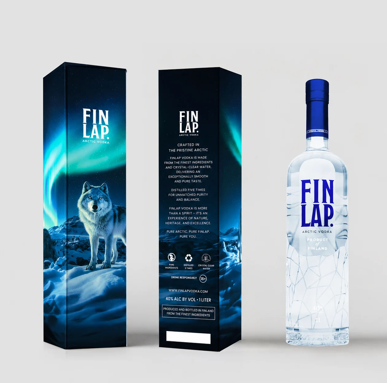 FINLAP 1 litre with its Arctic Wolf gift box.