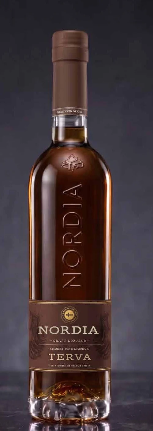 NORDIA Terva smokey pine craft liqueur bottle.