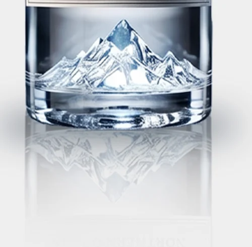 Close-up of the glacier sculpted into the NORDIA bottle base.